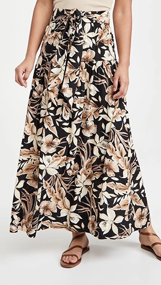 THE GREAT The Long Highland Skirt Vintage Hawaiian Floral SZ 2