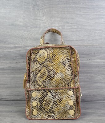 Hammitt Backpack Hunter Mini Snake Embossed Leather Book Bag (Limestone Brown)
