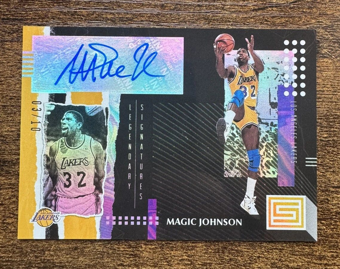 Panini Magic Johnson Basketball Autographed Sports Trading Cards
