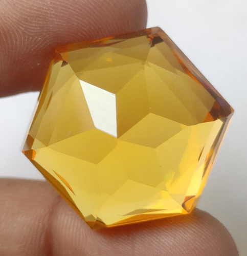 18.75 Ct. AAA+ Large Yellow Citrine Hexagon Cut Loose Gemstone Gift for Women - Picture 4 of 6