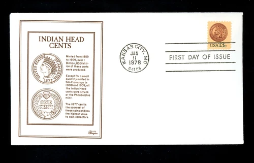 US FDC #1734 Bazaar 1978 Kansas City MO Indian Head Penny Cents