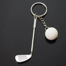 Golf Club and White Ball Keychain Men and Women Key Ring Fob Holder Golfer Gift
