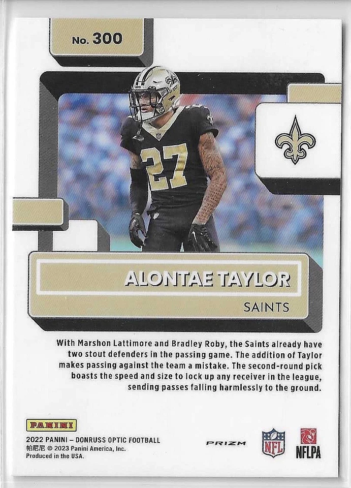 2022 Donruss Optic Alontae Taylor Rated Rookie Holo Prizm RC #300 - Image 2 of 2