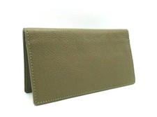 Misook Leather Checkbook Cover Made in America Taupe