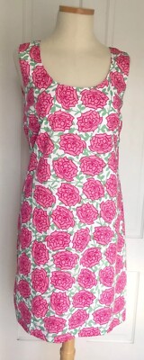 Hatley Resort Dress Pink Rose Floral Shift Cotton sz 14
