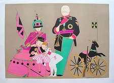 Denis Paul Noyer Hand Signed Large Lithograph "Admiral Sir Aylmar and Family"