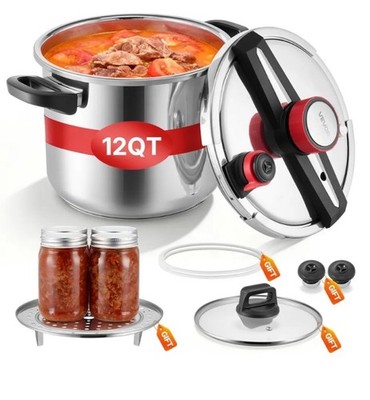 VEVOR Pressure Cooker, 12Qt Pressure Cooker Stainless Steel, Pressures Canner