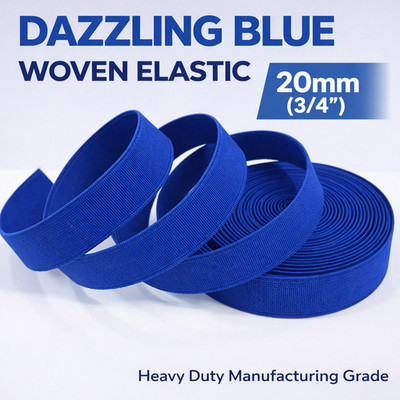 Dazzling Blue Woven Elastic Band 20mm (3/4'') Heavy Duty Sewing Elastic   Avetco
