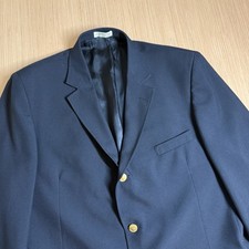 Vintage ORVIS 48L Navy Blue Gold Button Hopsack Knit 3 /2 Roll Blazer Made USA