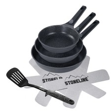 STONELINE SMART Set di Padelle 6 Pezzi 20/24/28 cm, Padella in Ghisa di Alluminio