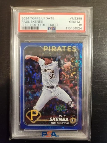 2024 Topps Update #US288 Paul Skenes RC Blue Holo Foilboard /999 PSA 10 Pirates