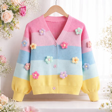 Wunderschöne Strickjacke mit Blumen für Mä...