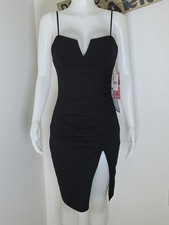 NWT Emerald Sundae Jr Scuba Crepe Notch Neck Bodycon Black Dress M Party Evening