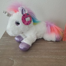 NWT Aurora World Sparkle tales Plush Toy Animal Rainbow Unicorn 12" Big eyes