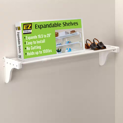 Expandable, Closet Shelf No Hanging Rod-Easy to Install, 19.5 In. 29 In. W X 12