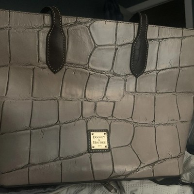 NEW Dooney & Bourke Archives Denison Shaina Leather Croco Satchel Steel Grey 