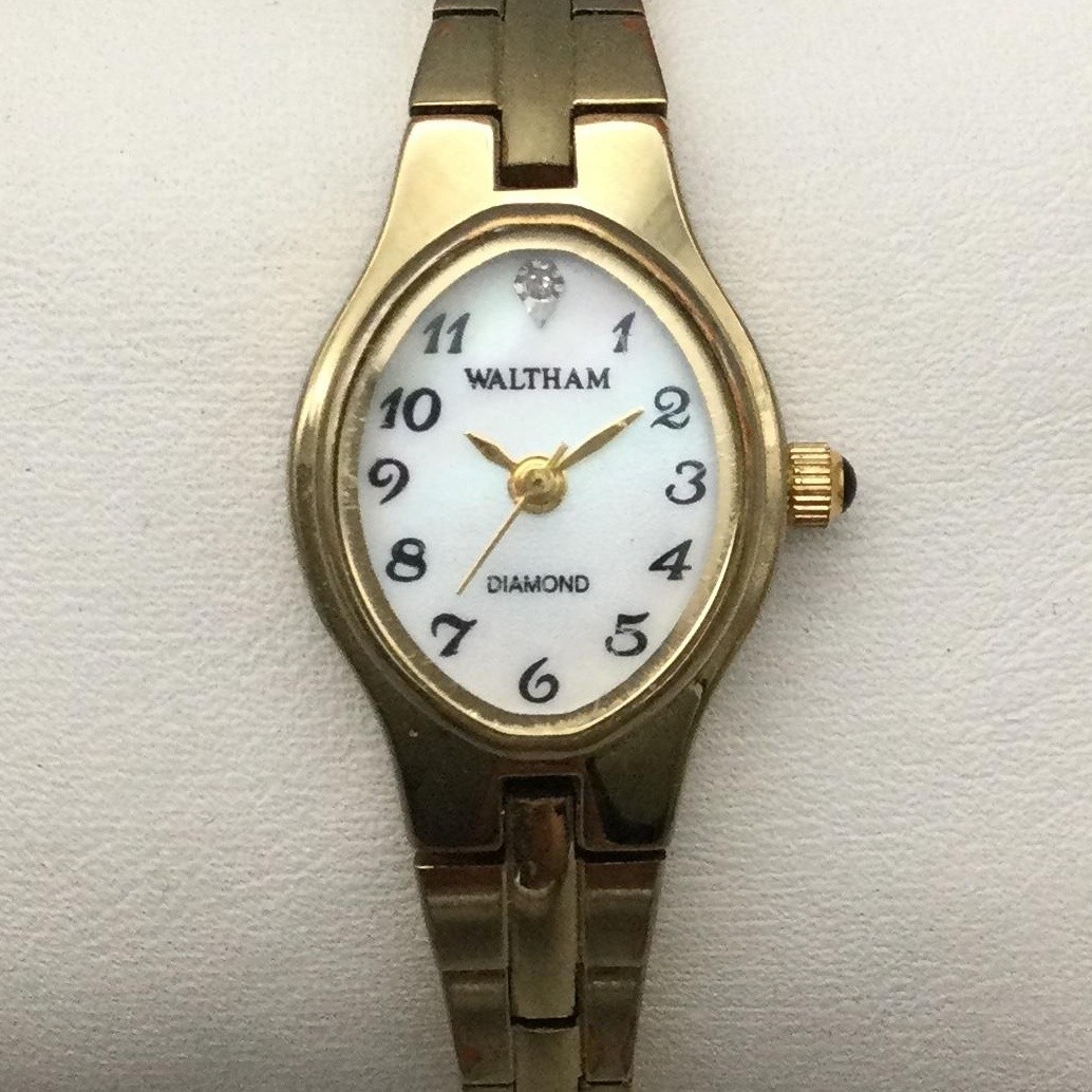 Waltham Womens Watch 17mm White Dial Gold Tone Diamond  display picture 1