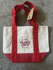 Trader Joe's - Mini Canvas Tote - Red Reusable Shopping Bag - Brand New w/ Tags