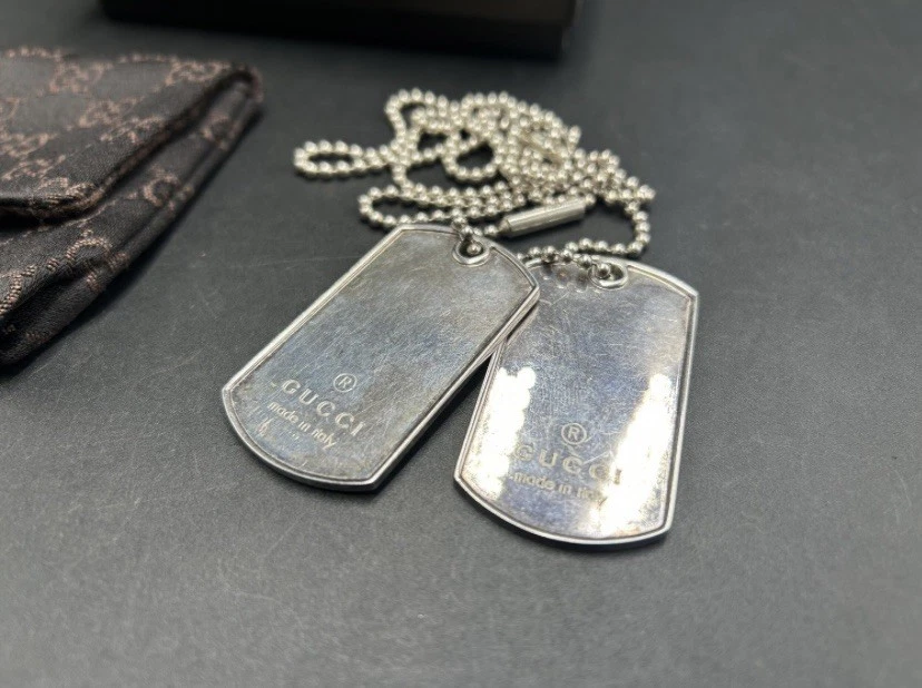 GUCCI TWIN DOG TAGS & BOULE NECKLACE 925 STERLING SILVER HALLMARKED TOM FORD VGC - Image 3 of 4