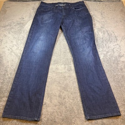 Mott & Bow Mens Straight Leg Jeans Dark Wash Indigo Blue Stretch W35 L32
