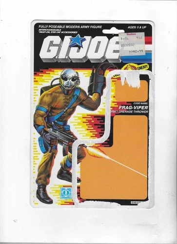 FRAG VIPER GRENADE THROWER Vintage GI Joe Full Card Back Uncut File Card  Hasbro