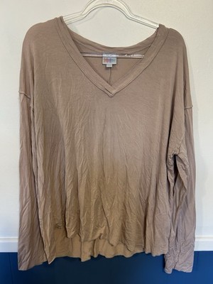 Lularoe Vicki Long Sleeve Raw Edge V-neck Blouse Pink