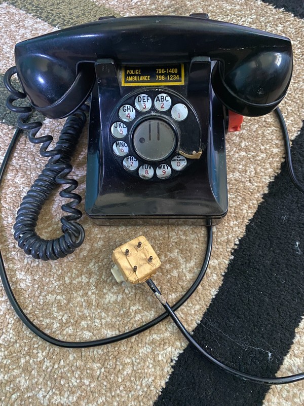 VINTAGE Black Rotary Dial Phone With original cord and wires UNTESTED