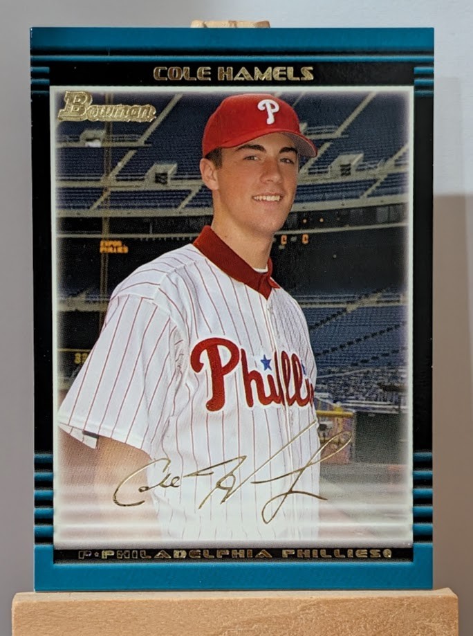 2002 Bowman Draft Picks Cole Hamels #BDP17 Gold Parallel Rookie RC