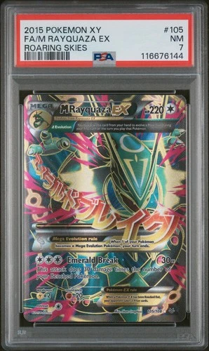 2015 POKEMON XY ROARING SKIES #105 FULL ART/M RAYQUAZA EX PSA 7