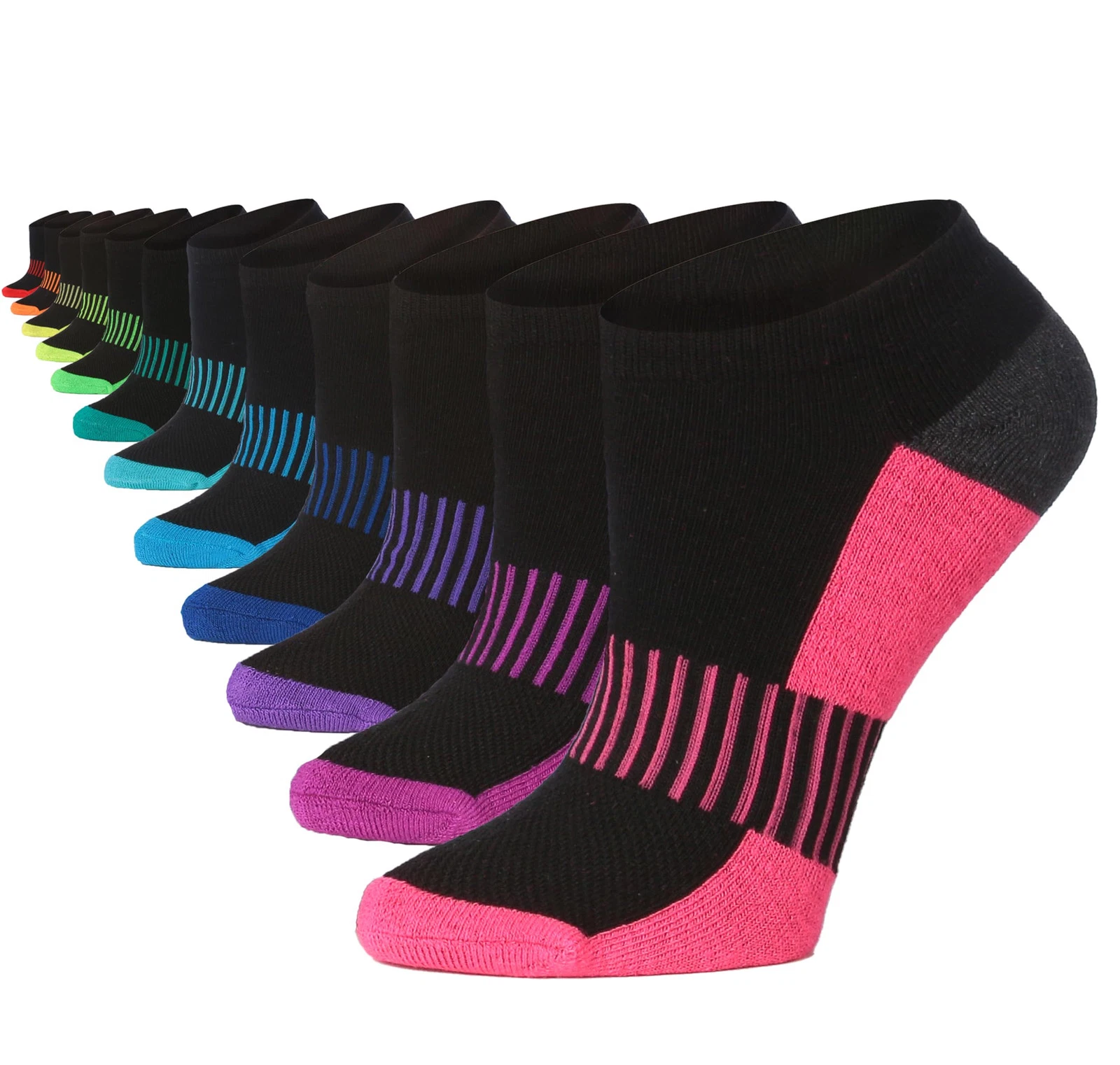 Tipi Toe Women's 12 Pack Athletic Cushioned Comfort Running Ankle Socks