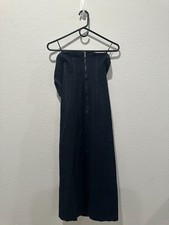 NWT Express Pinstripe Denim Back Strapless Midi Sheath Dress