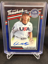 2026 Panini Stars & Stripes Prizm THROWBACK AUTO ETHAN HOLLIDAY BLUE #15/49