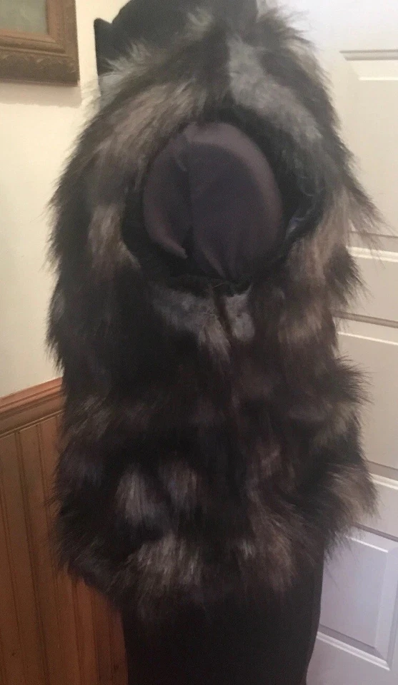 Cache Luxe MUJERES Talla Pequeña Gruesa Imitación Piel Chaleco Chaqueta Abrigo Gris Negro A Presión Foto 3 de 4