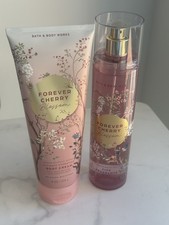 Bath Body Works Forever Cherry Blossom Fine Fragrance Mist Body Cream Set NEW