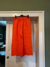 Orange Linen Wide trousers Size 14-16 Made in Italy