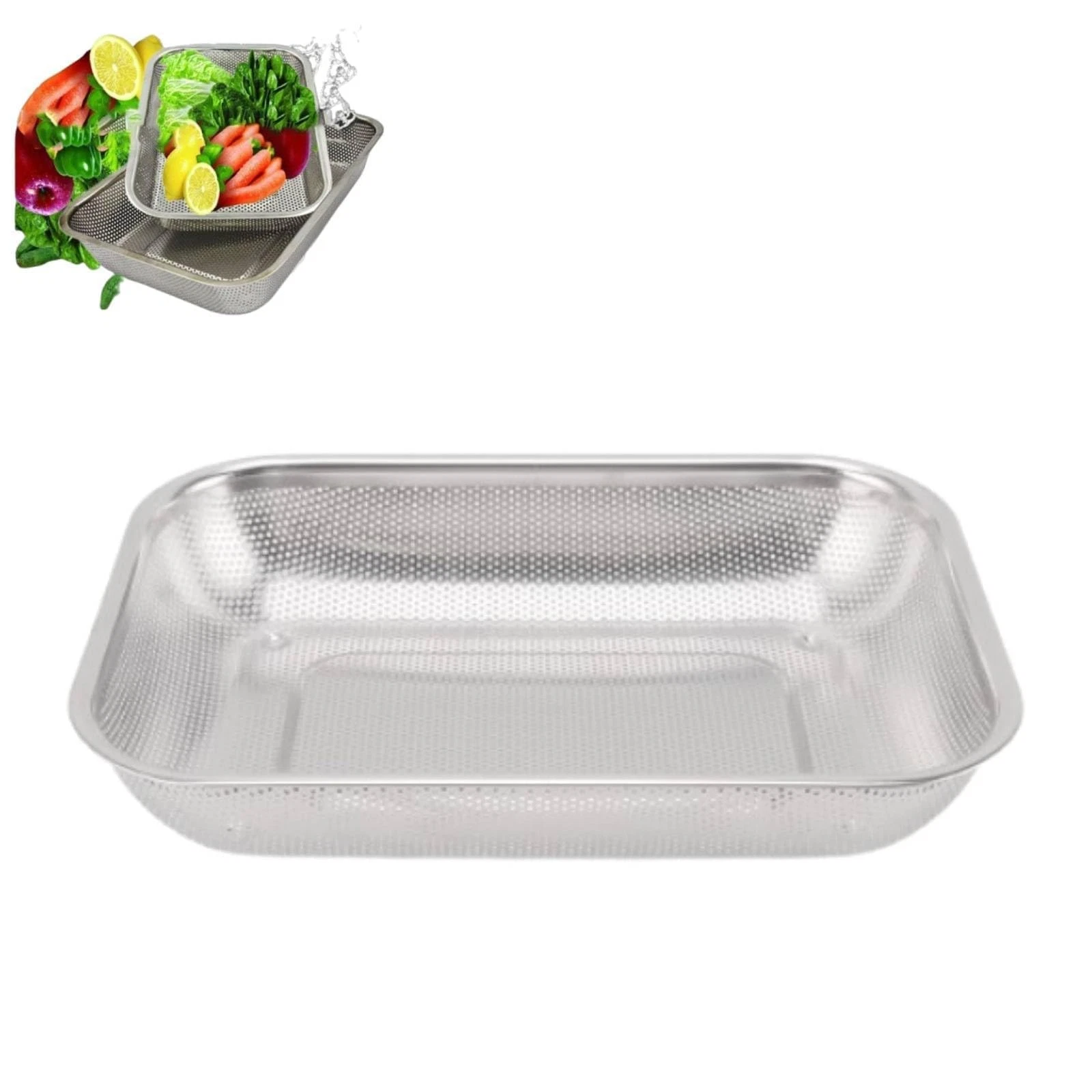 Rectangle Strainer, Stainless Steel Mesh Sink Basket Vegetable Fruit Colander...