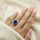 Magnificent Royal Blue Sapphire Oval 7.75Ct 925 Sterling Silver White Gold Rings