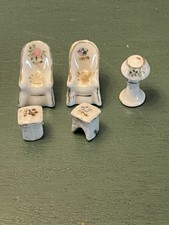 Vintage Miniature Dollhouse From Occupied Japan Floral Print No Chips Or Cracks