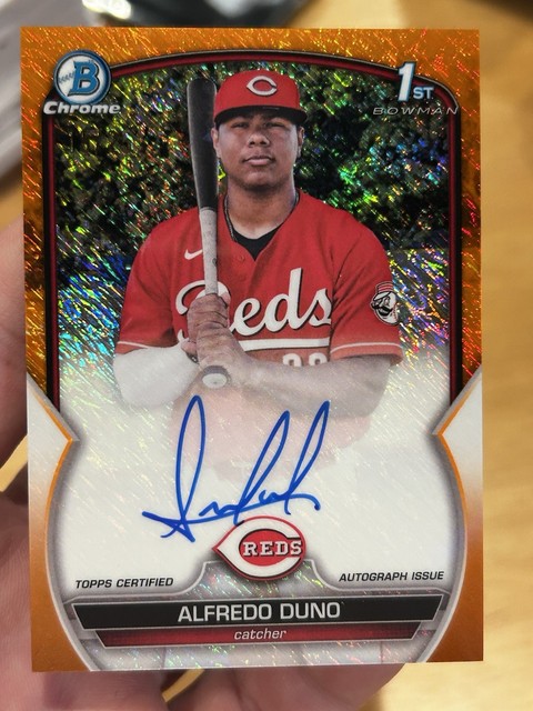 ⚾ Alfredo Duno 2023 Bowman 1st Auto ORANGE SHIMMER /25 🍊 Cin Reds Future STAR!