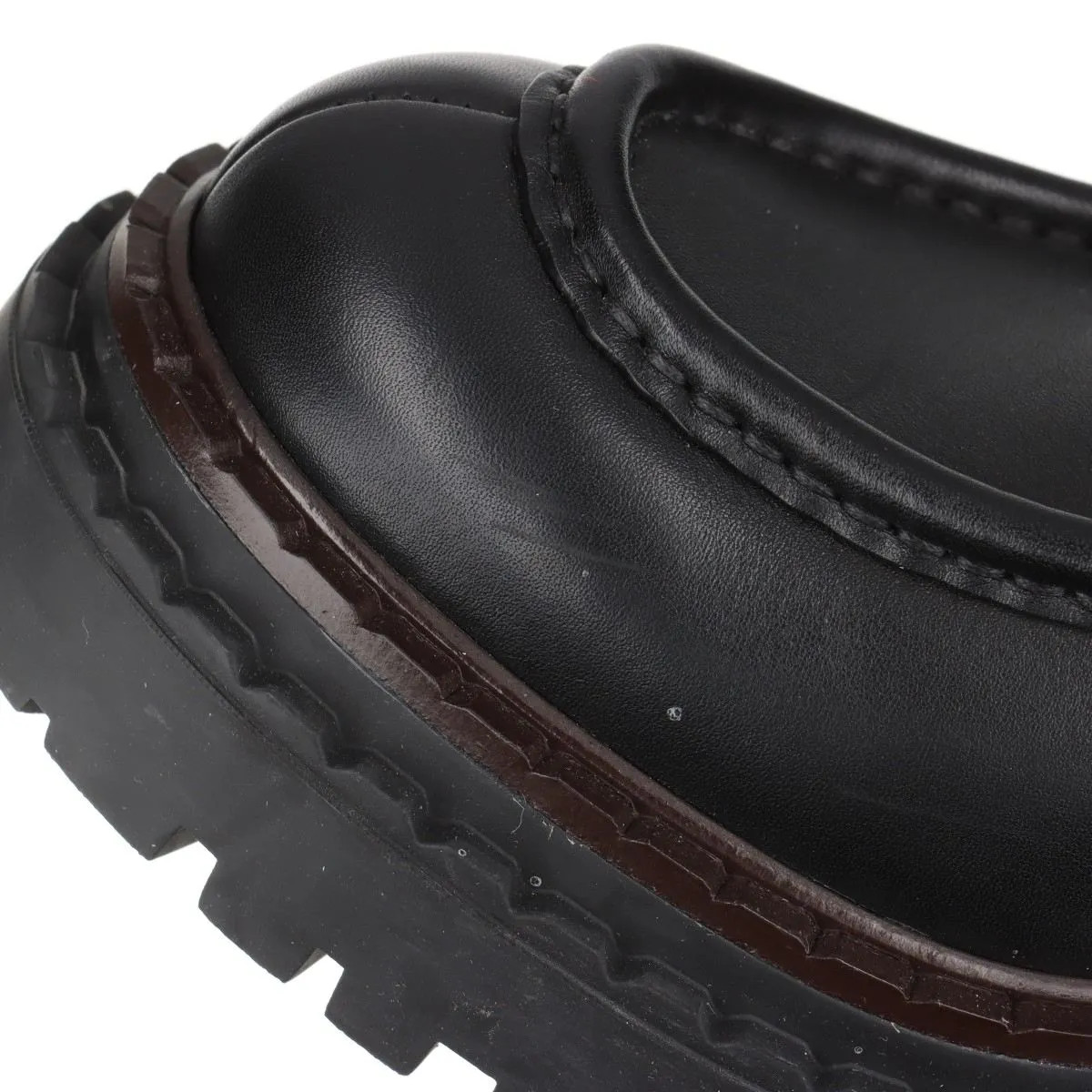 Prada double chocolate Leather Loafer 36 Ladies' Black Triangle logo thumbnail 13