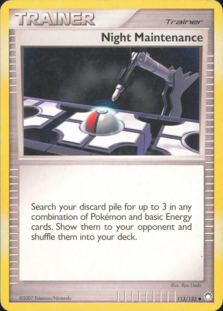 Night Maintenance 113/123 Uncommon Mysterious Treasures Pokemon Damaged