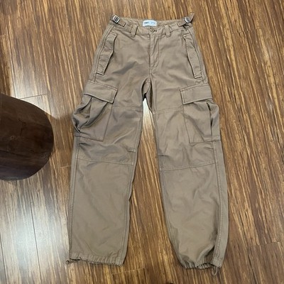 Aritzia TNA Supply Cargo Pants Size 00 XS Brown Relaxed Mid-Rise Adjustable