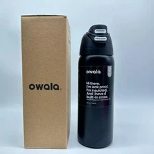 Owala Black FreeSip Stainless Bottle Leak-Proof 32oz, Straw & Wide Mouth Sip