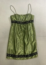 Vintage Gunne Sax by Jessica McClintock Lace Trim Mini Slip Dress Size 11 Green