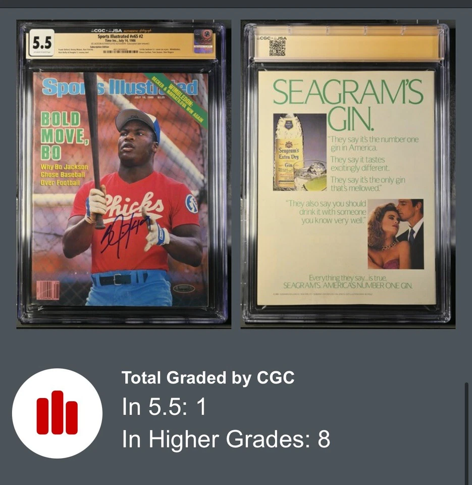 Bo Jackson 1986 firmado 1st Pro Sports Illustrated CGC x JSA Tristar certificado de autenticidad automático Foto 3 de 4