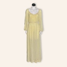 VTG Butter Yellow Lillie Rubin Beaded Gown Glamorous Floor-Length Evening Dress