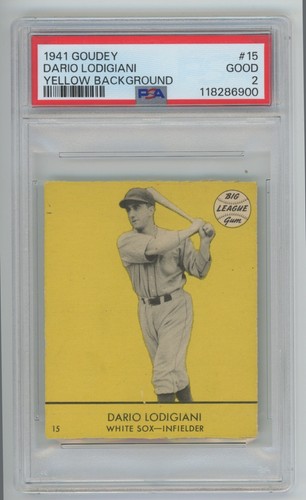 Dario Lodigiani [Yellow Background] #15 1941 Goudey card