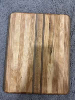 Large Rectangular Striped Wood Cutting Boards, 2-Piece Set - Medium Brown