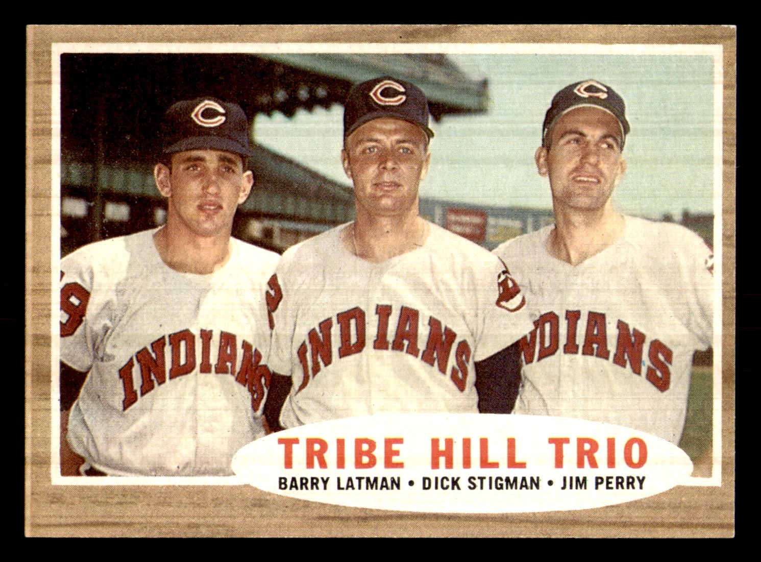 1962 Topps #37 Tribe Hill Trio (Barry Latman / Dick Stigman / Jim Perry) A
