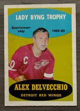 1969 O-Pee-Chee Hockey #206 Alex Delvecchio Lady Byng Trophy Bobby Orr - EX-MT